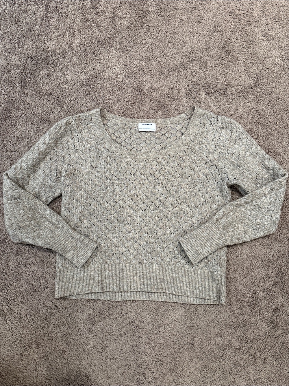 Old Navy Beige Taupe Cable Scoop-Neck Sweater